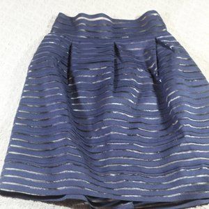 Touch Me Size Small Navy Blue Sheer Horizontal Striped Skater Skirt